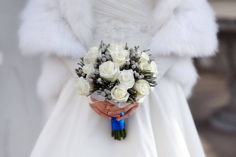 bride at winter wedding